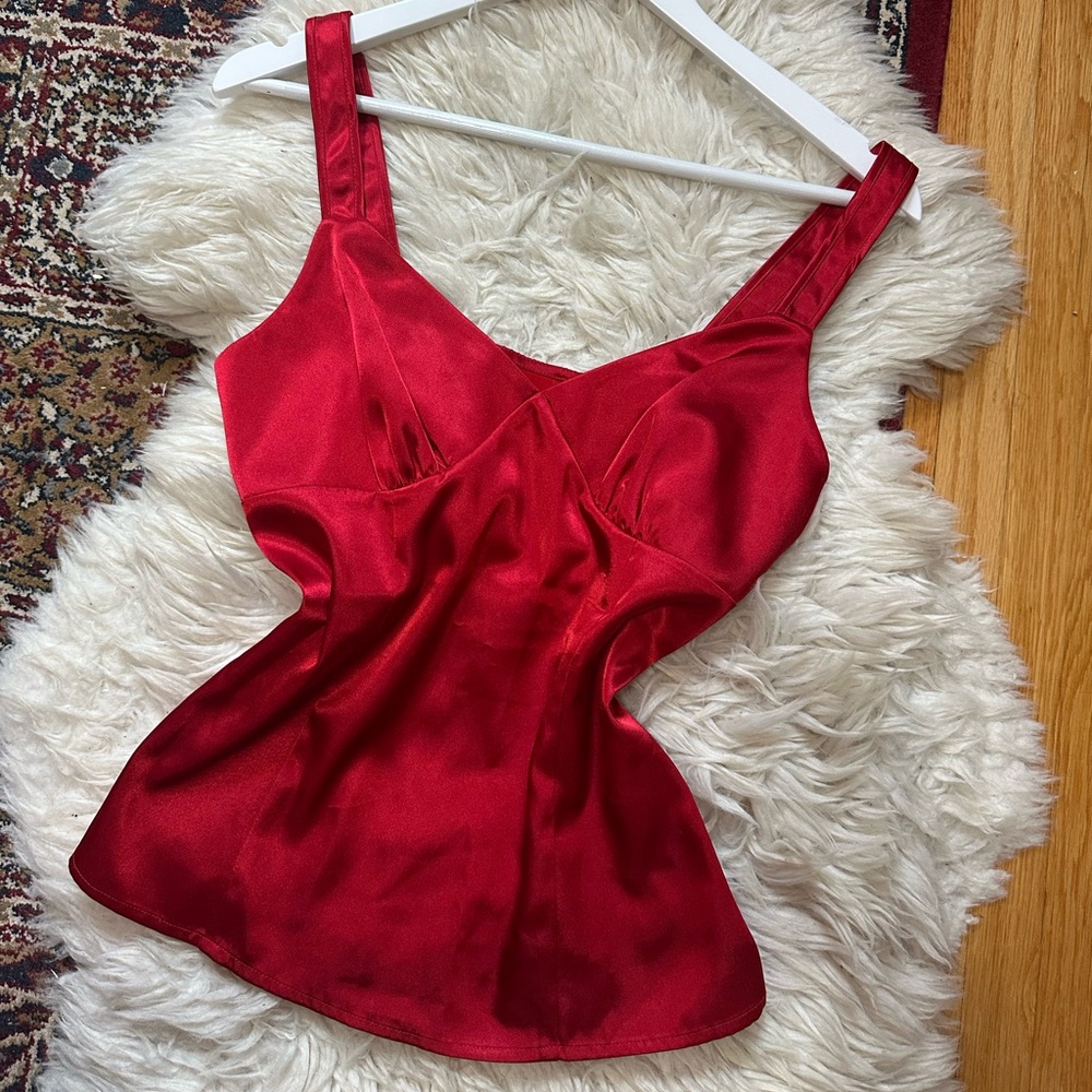 Satin red tank top